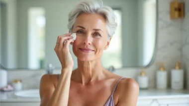 A woman with anti aging cream