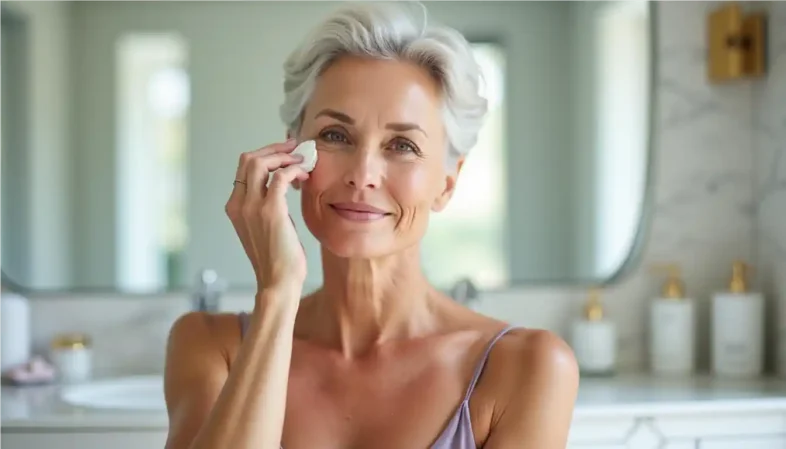 A woman with anti aging cream