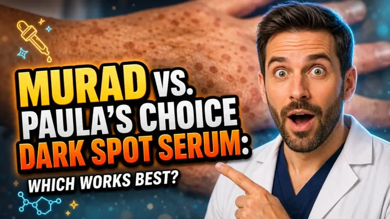 Featured image with text: Murad vs Paulas Choice Dark Spot Serum Which Works Best.