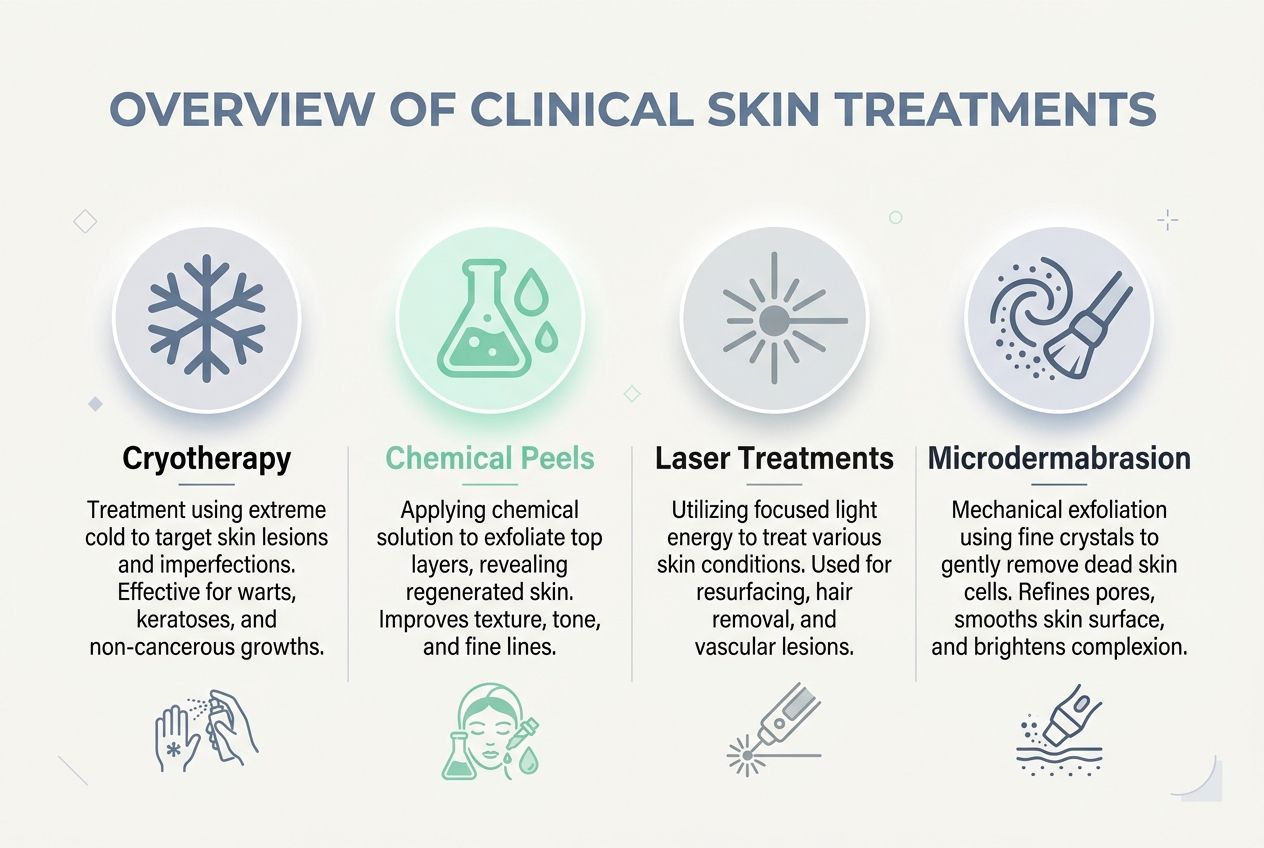 A digital summary chart outlining various dermatologist-administered procedures. A digital summary chart outlining various dermatologist-administered procedures.