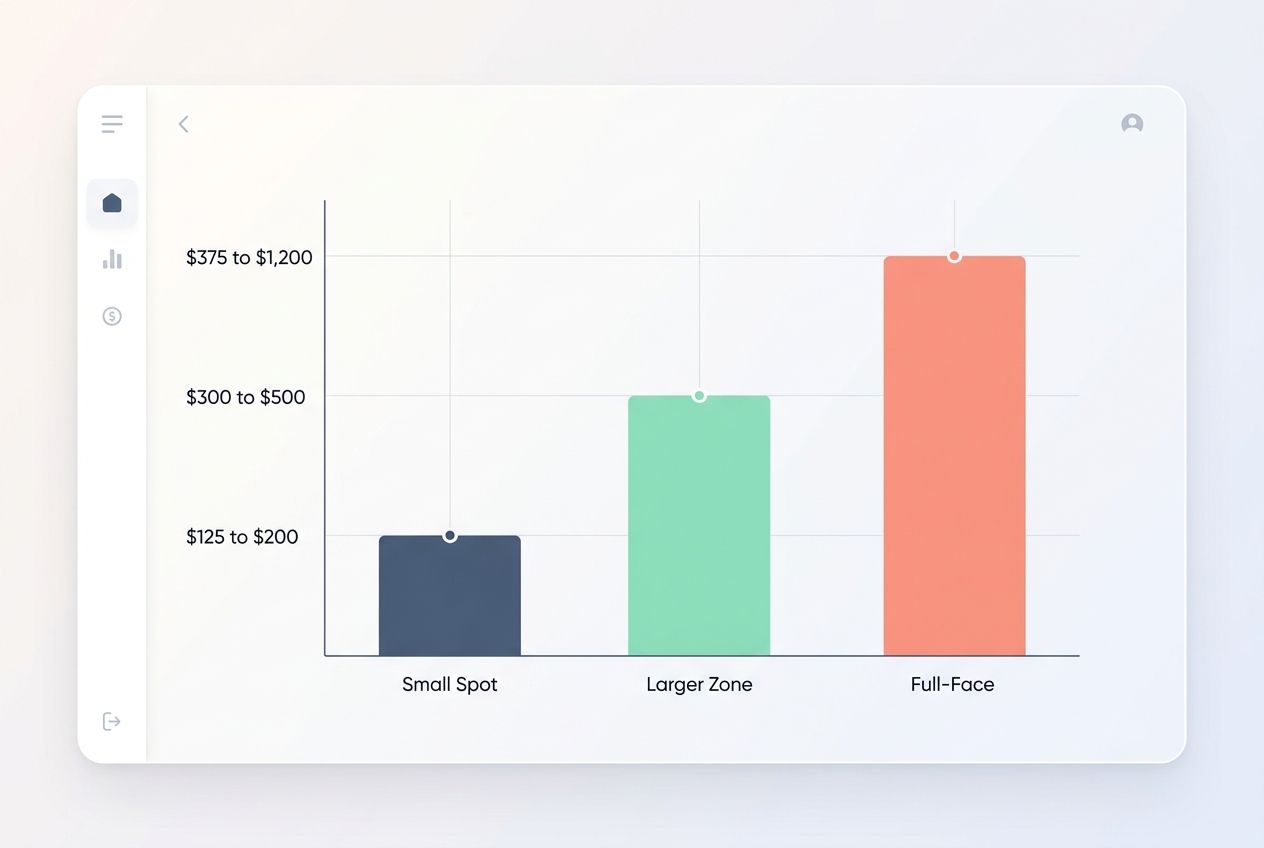 A bar chart displaying US price ranges for small spot, larger zone, and full-face laser treatments.